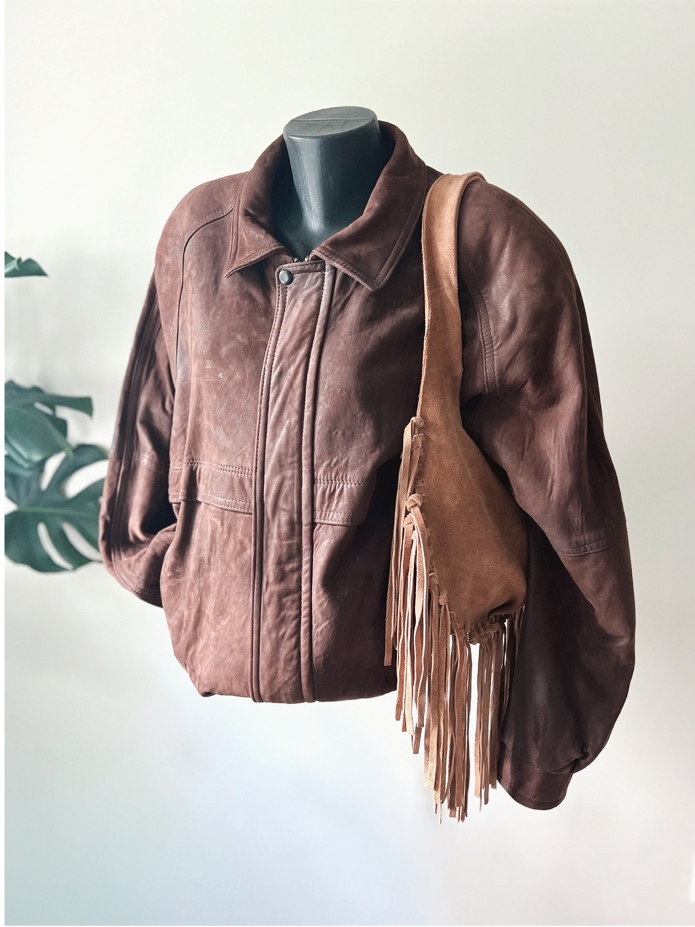 1970s Vintage | Brown Oversized Leather Bomber Jacket